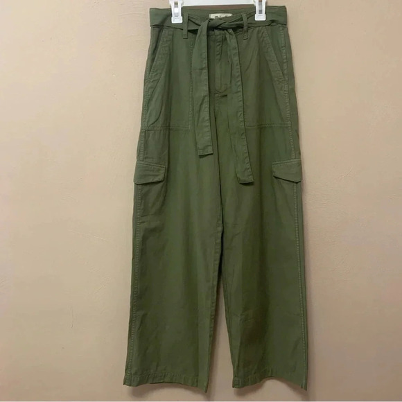 Madewell Griff Superwide-Leg Cargo Pants in Garment Dye Green Size 26 NWT New - Picture 2 of 14